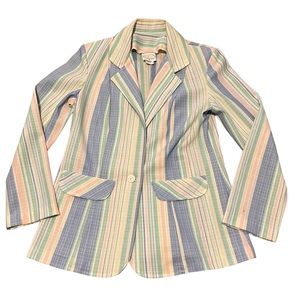 Vintage 70s Beeline Fashions Pastel Striped Blazer Women's small academia office